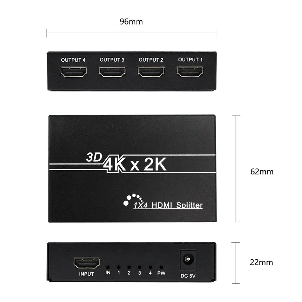 Разветвитель 4K HDMI 1x4 порт 3D UHD 1080p * 2K видео переключатель HD 1 вход 4 выхода