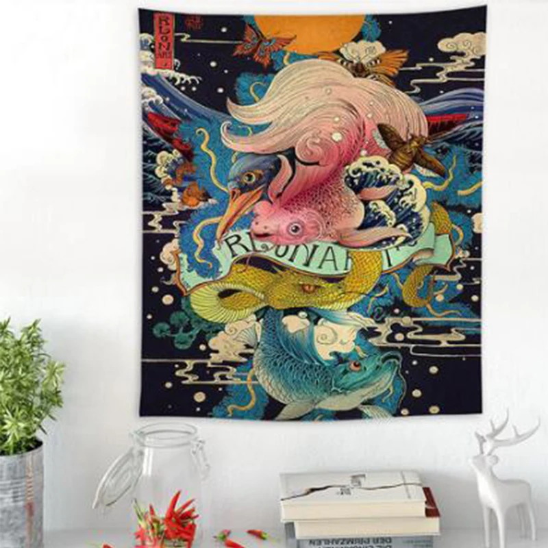 Япония канагава волна печать гобелен Большой wall art психоделический настенный