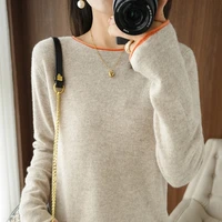 autumn winter women sweaters casual round collar long sleeve female pullover 100 wool knitted jumper shirt clothing tops blouse