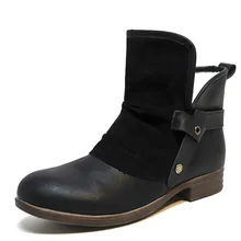 Botas planas de punta redonda para mujer, botines cómodos con cremallera lateral, Otoño e Invierno (3)