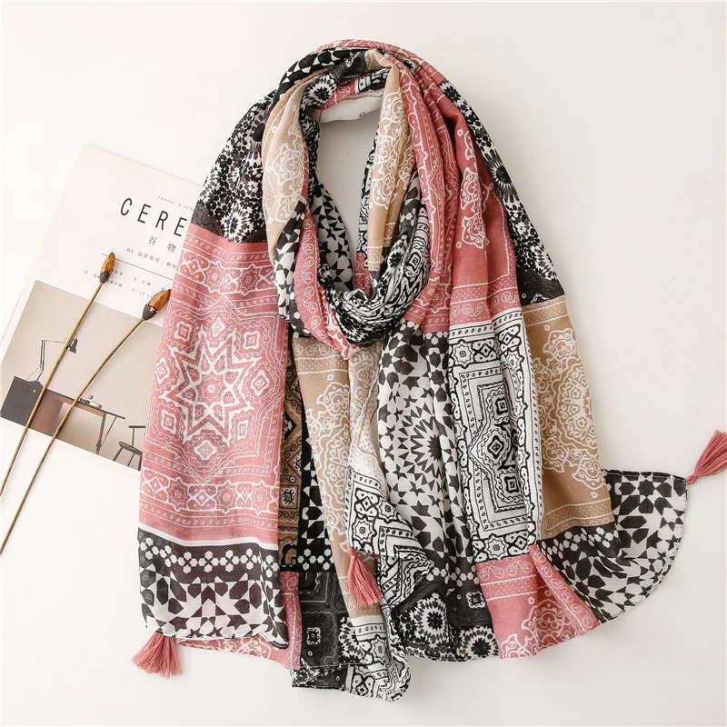 

Fashion cotton Women Scarf Tassel Beach Hijab Shawls and Wraps Female Foulards Echarpe Muslim Lady High Headband Bufandas Sjaal