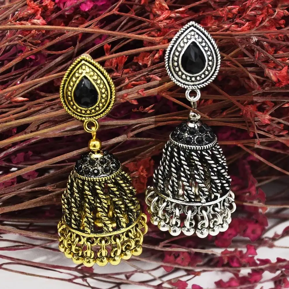 Египет окисленные золотые металлические серьги Jhumka Jhumki этнические большие с