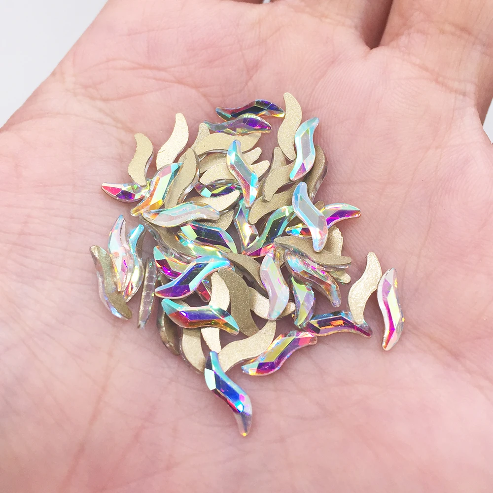 30 шт. S образные Стразы для дизайна ногтей 2*9 мм с плоским основанием|Стразы| |