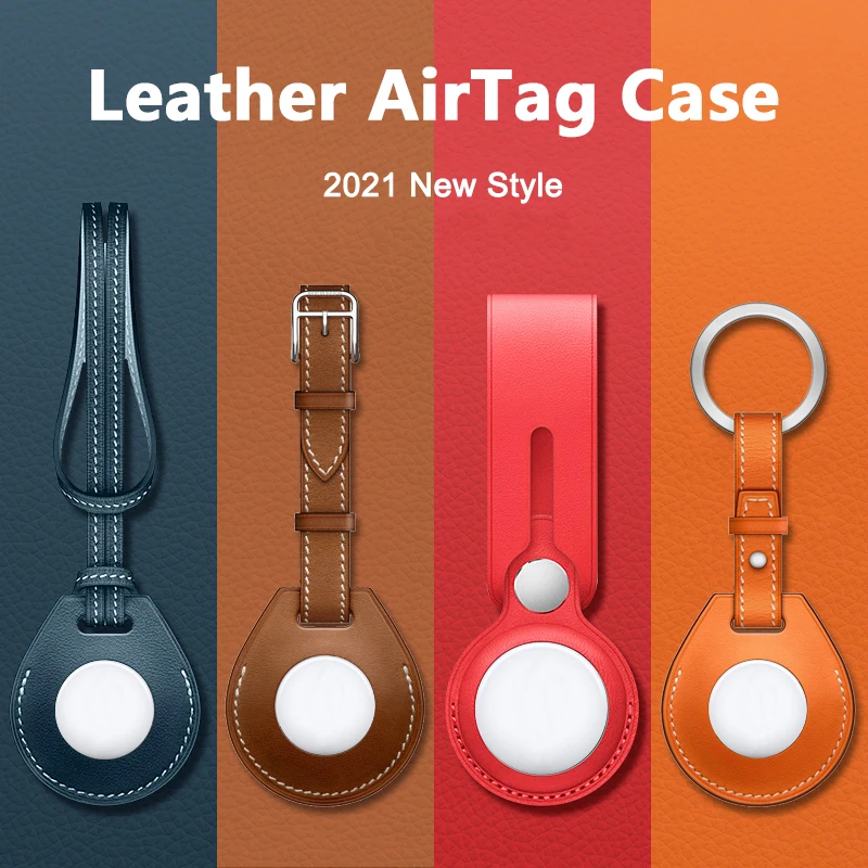 

luxurious Shockproof Protective Case For Apple AirTag Leather Hangable Key Ring Luggage Tag Bag Charm Loop cover for Airtags