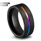 Мужское обручальное кольцо FDLK, из черной нержавеющей стали, 8 мм, разноцветное, Радужное, размер 6-13