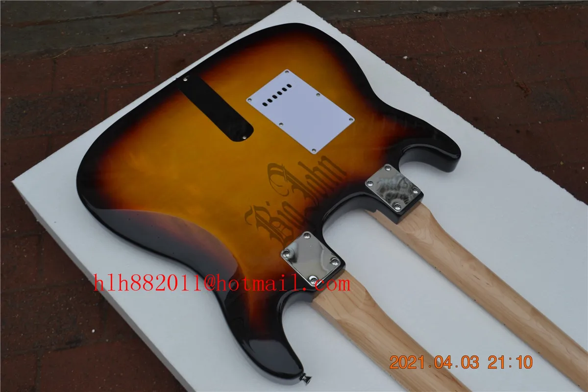 Sunburst двойной шеи Электрогитары 4 строки Бас верхнее & 6 струны гитара Нижняя