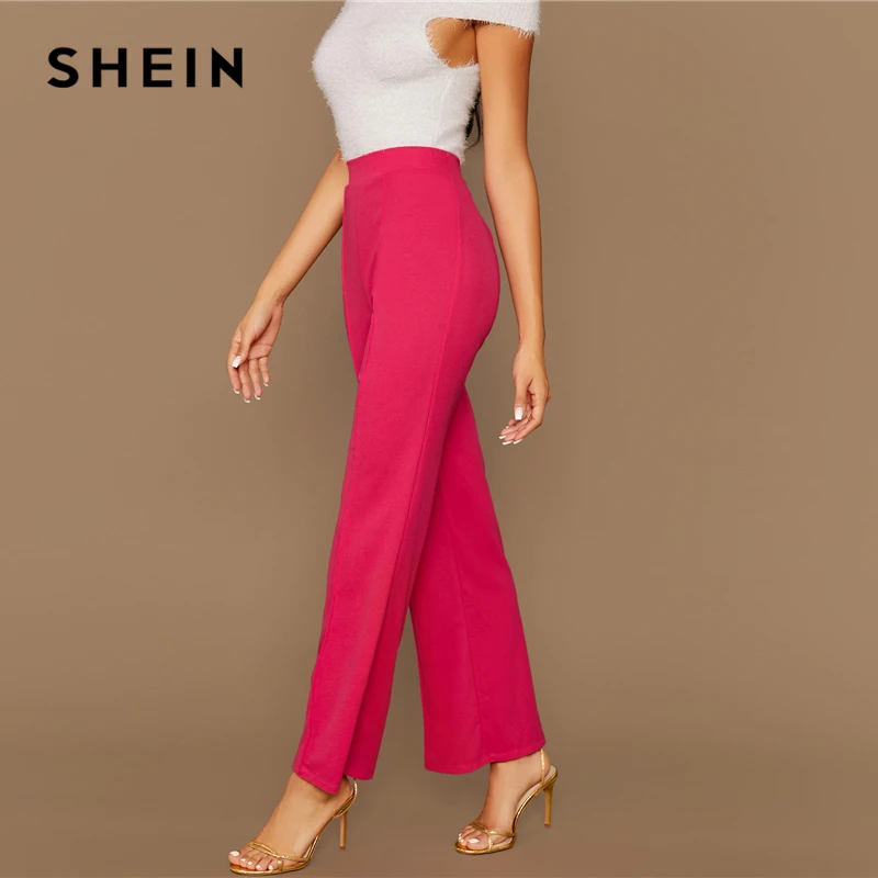 SHEIN Однотонные Широкие Прямые Брюки Офисные Стильные Брюки