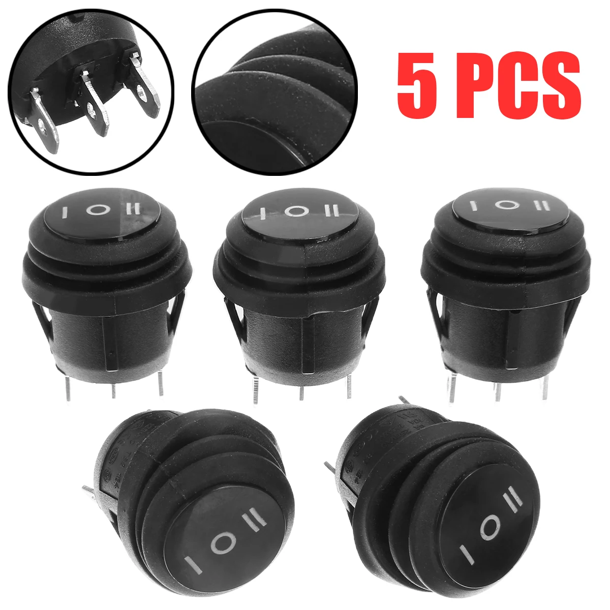 5 шт. SPDT круглый лодка кулисный переключатель 10A/125V 6A/250V ВКЛ/ВЫКЛ/вкл Диаметр