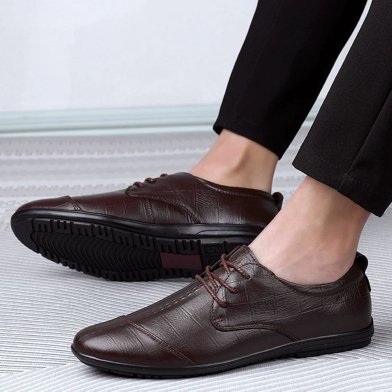 

Mens Loafers Italian Man Shoes genuine leather Casual Brand Men Loafers cow Leather Moccasins Breathable oxfords Boat Shoes men