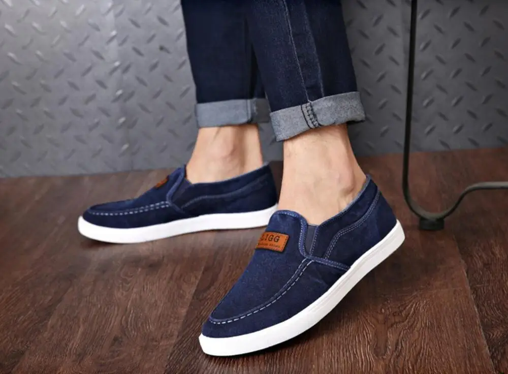 

Мужская повседневная обувь, джинсовые мужские кроссовки, слипоны, лоферы, Мужская парусиновая обувь, дышащая мягкая обувь на плоской подошв...