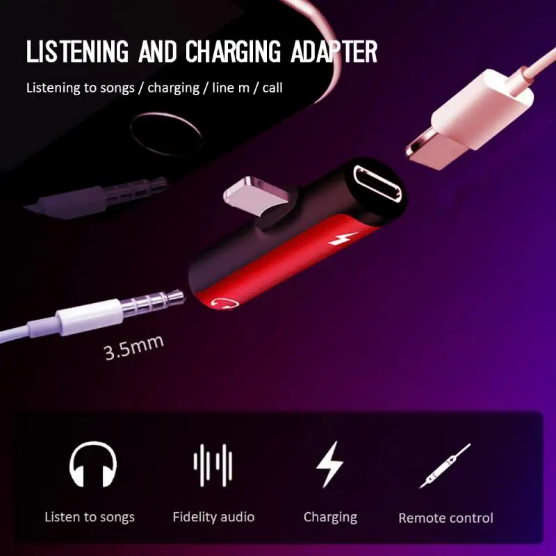 Двойной адаптер для зарядки наушников разветвитель iPhone Xiaomi Huawei Samsung разъема 3 5 мм