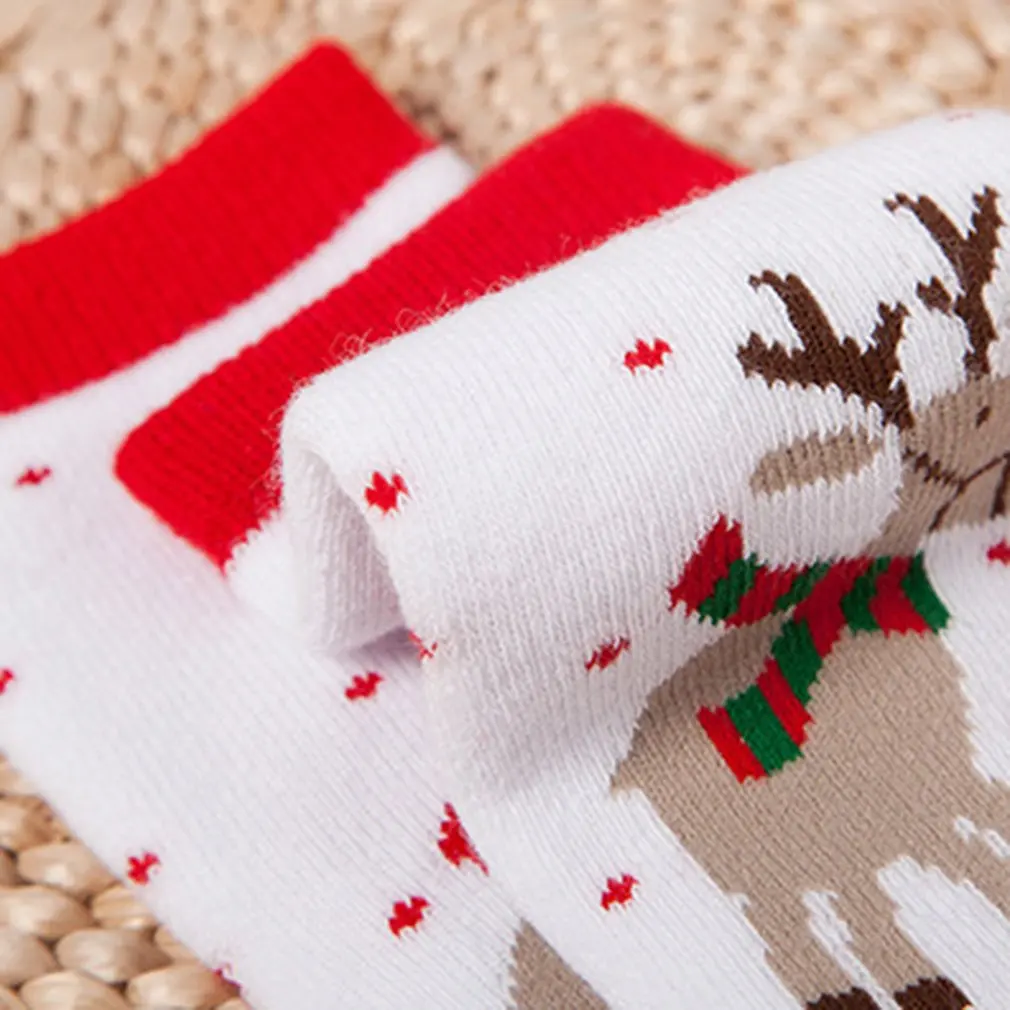 

1 Pair Cotton Children Cartoon Christmas Socks Casual Baby Girls Boys Winter Snowflake Deer Printed Socks Kids Christmas Gift