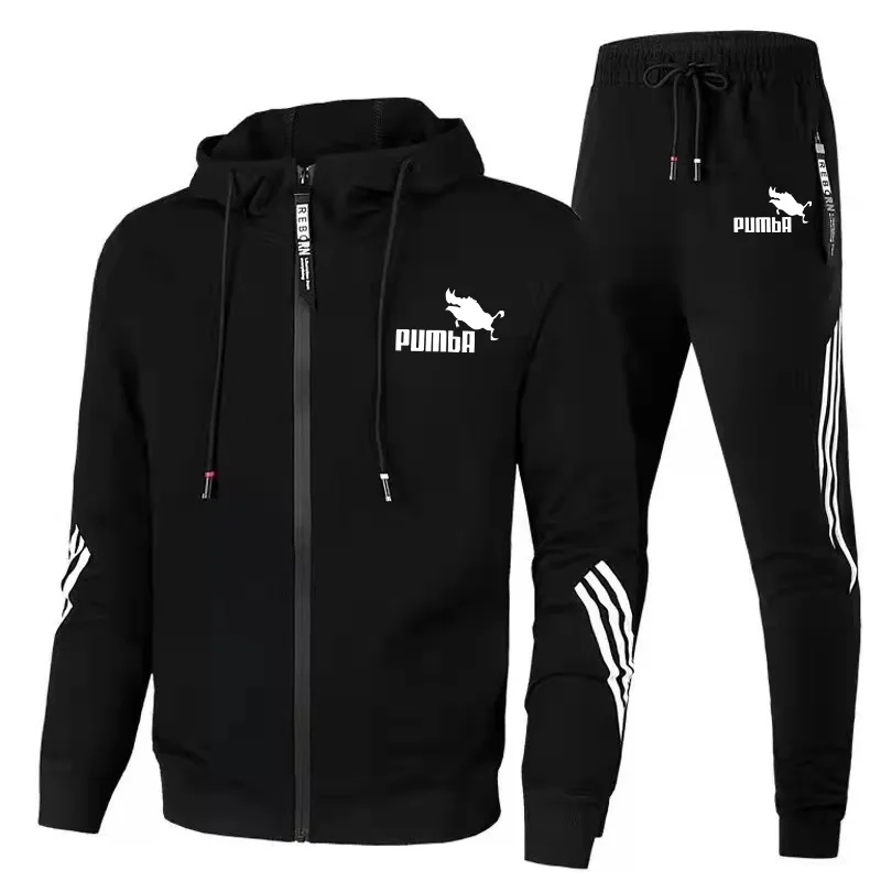 

2021 New Men Sets Fashion Sporting Suit Brand Patchwork Zipper Sweatshirt +Sweatpants Mens Clothing 2 Pieces Sets Slim Tracksuit