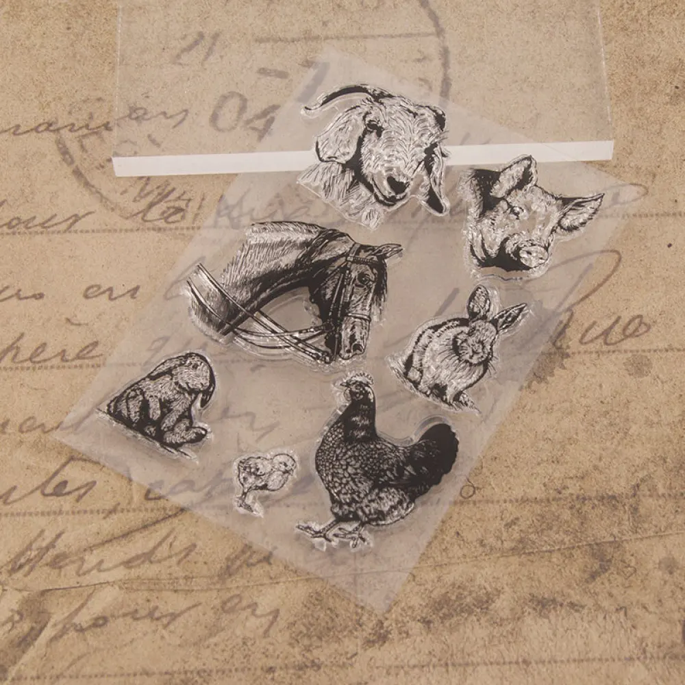 Прозрачные штампы с овечкой свиньей лошадью Кроликом курицей для вырезания