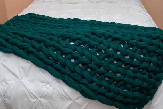 Dark green 2x2 м одеяло крупной ручной вязки Большая мягкая теплая зимняя кровать диван одеяло толстая пряжа мериносовая шерсть объемное вязаное одеяло - Цвет: Dark green