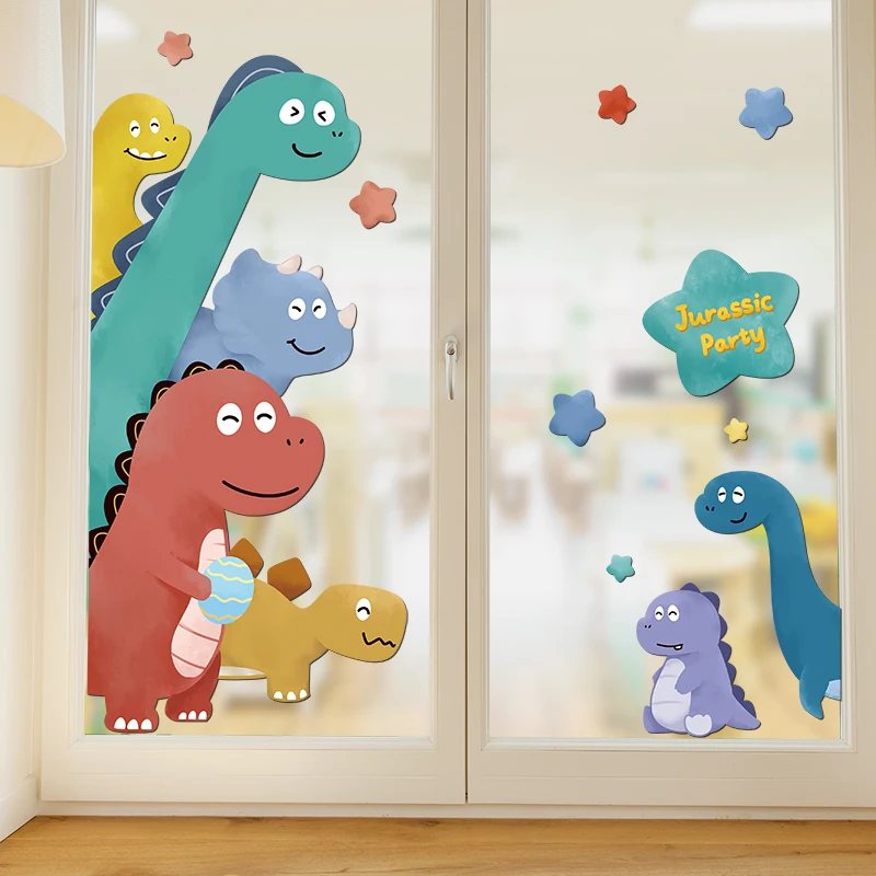 

[SHIJUEHEZI] Cartoon Dinosaur Wall Stickers DIY Animals Mural Decals for Kids Room Baby Bedroom Children Nursery Home Decoration