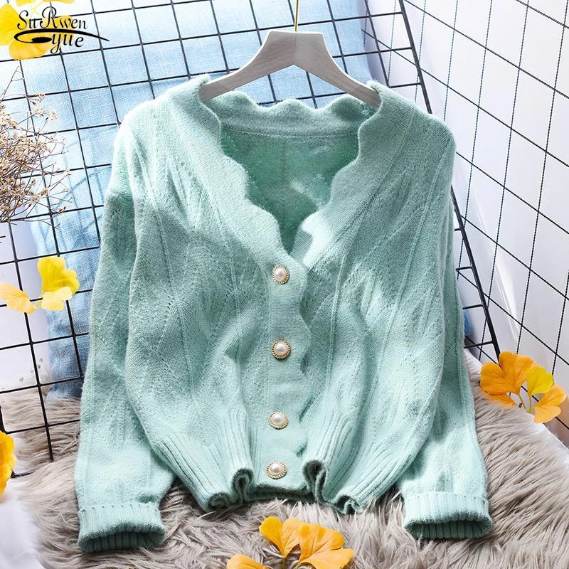 

Женский трикотажный кардиган, Однотонный свитер с V-образным вырезом, джемпер на осень и зиму, 17739