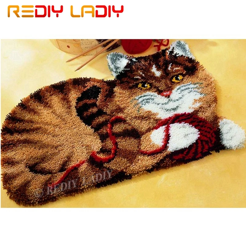 Крюк с защелкой Наборы сделать свой собственный ковер котенок и гобелен пряжей