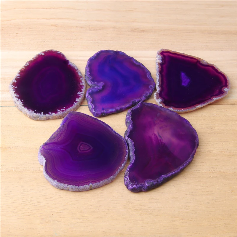 Фиолетовый Натуральный Агаты ломтик без отверстия druzy изготовление поиск
