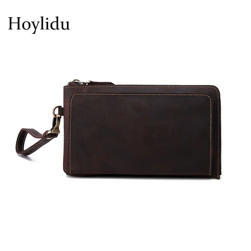Cow Genuine Leather Purse for Men High Quality Wallet Muti-card Large Capacity Bifold Casual Business Zipper Clutch Men's Purse