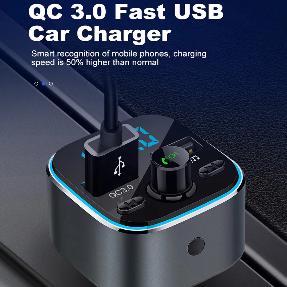 Автомобильный fm-передатчик VR Robot QC3. 7 цветов Bluetooth MP3 громкая связь с двумя