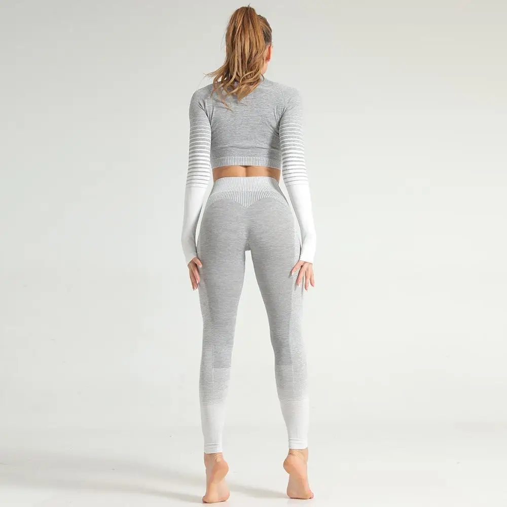 Женский бесшовный спортивный костюм Омбре комплект из 2 предметов укороченный