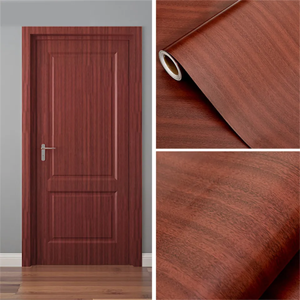 

Wood Grain Stickers On The Door Home Renovation Decor Wallpaper Waterproof self-Adhesive Sticker For Doors Furniture Wall Mural