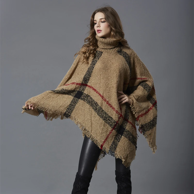 Poncho Sweater Women 2021 Winter Batwing Sleeve Loose Pullovers Tassels Hem Cloak Casual Tops Knitting Sweaters | Женская одежда