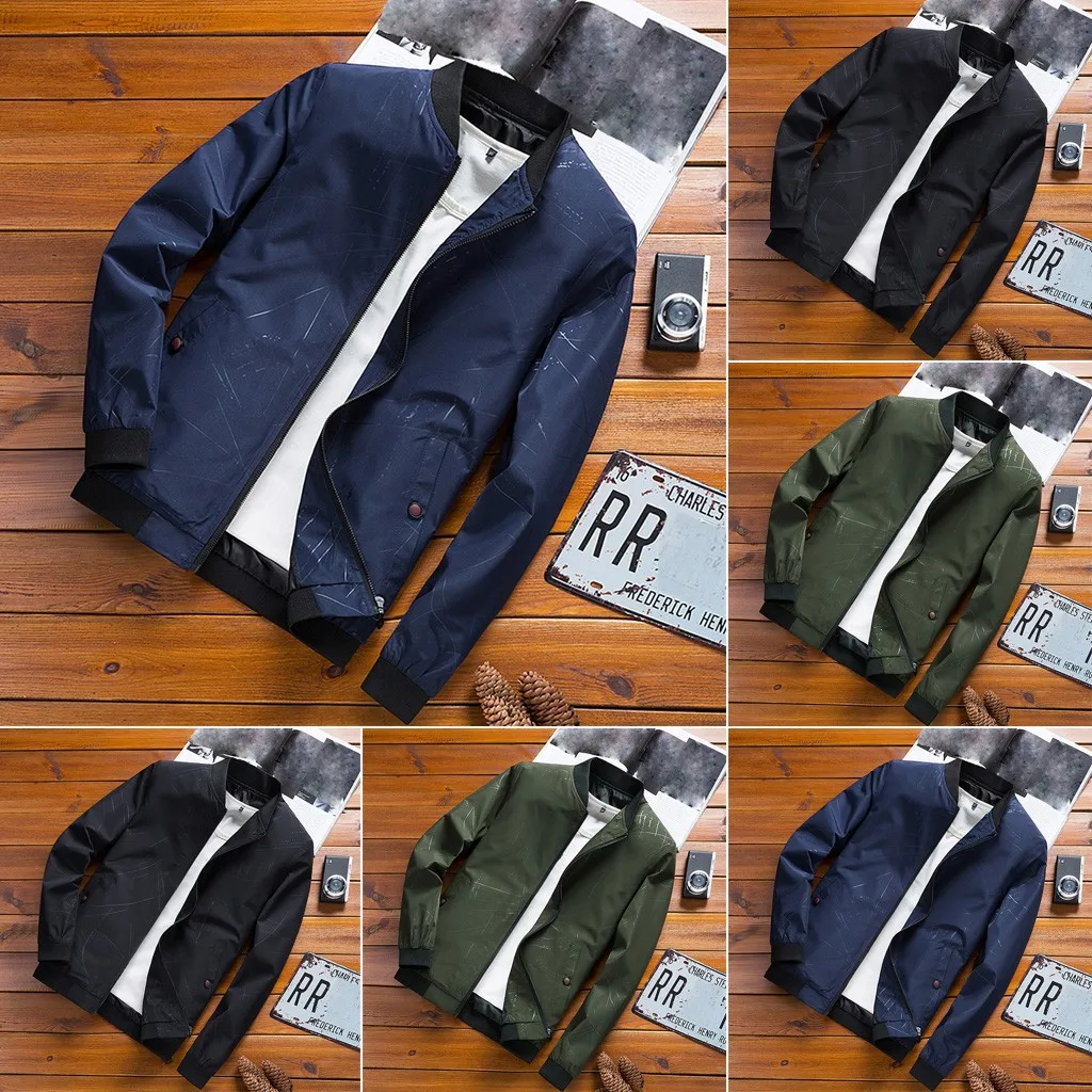 

Vogue Autumn Mens Bomber Jackets Casual Male Outwear Fleece Warm Windbreaker Jacket Mens Baseball Coats Clothing