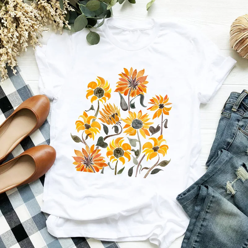 

Women Lady T Shirt Tree Branch Floral Printed Tshirt Ladies Short Sleeve Tee Shirt Women Female Tops Clothes Graphic T-shirt