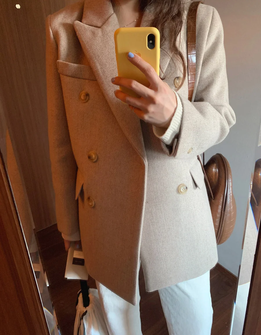 НОВАЯ шикарная шерстяная Женская куртка офисная Дамская Рабочая двубортная