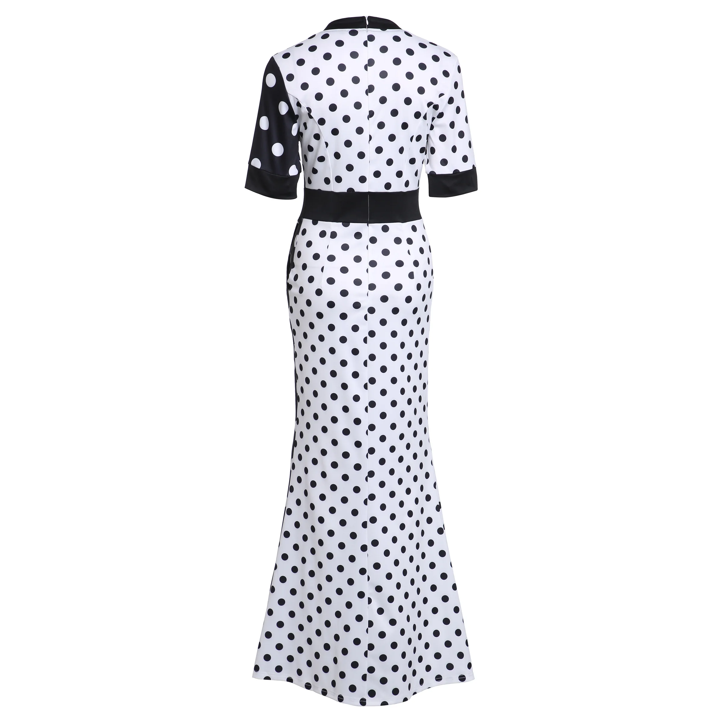 Sisjuly Vintage Bodycon Dress Женщины Длинные Черный Белый Горошек Бандаж Сплит Тощий Офис Леди Элегантный Партия Сексуальные Платья Макси