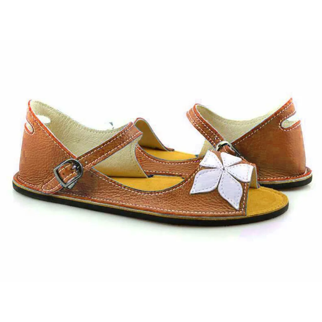 Женские босоножки с цветочным принтом Летняя обувь из спилка Открытые сандалии