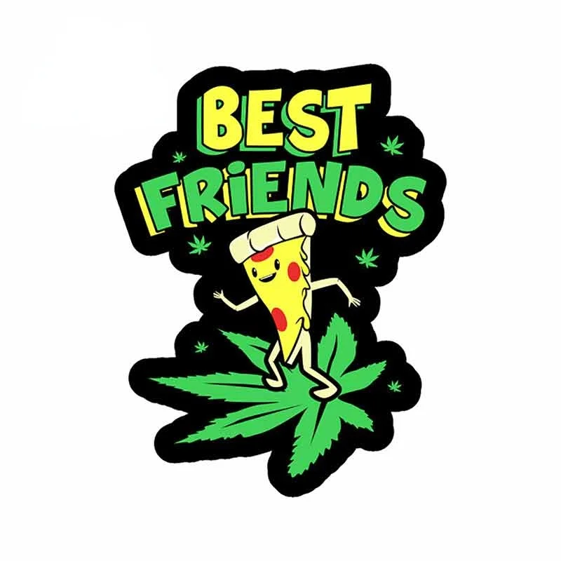 

13cm x 10.1cm for Weed Pizza Best Friends Motorcycle Car Sticker Vinyl Car Wrap Personality Creative Waterproof Decal