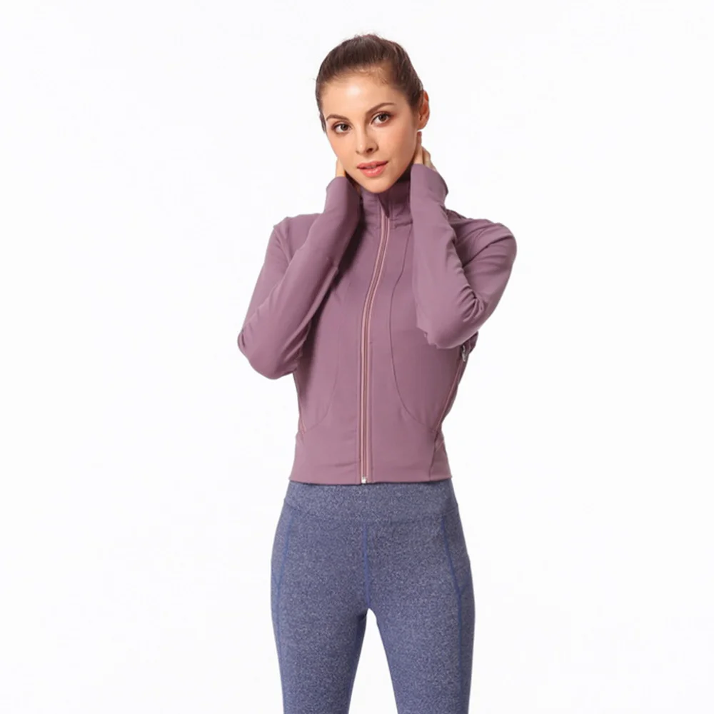 

Running Sweatshirts Slim Yoga Coats Zipper Closure Stand Collar Clothes Casual Coat (Size S Heather)
