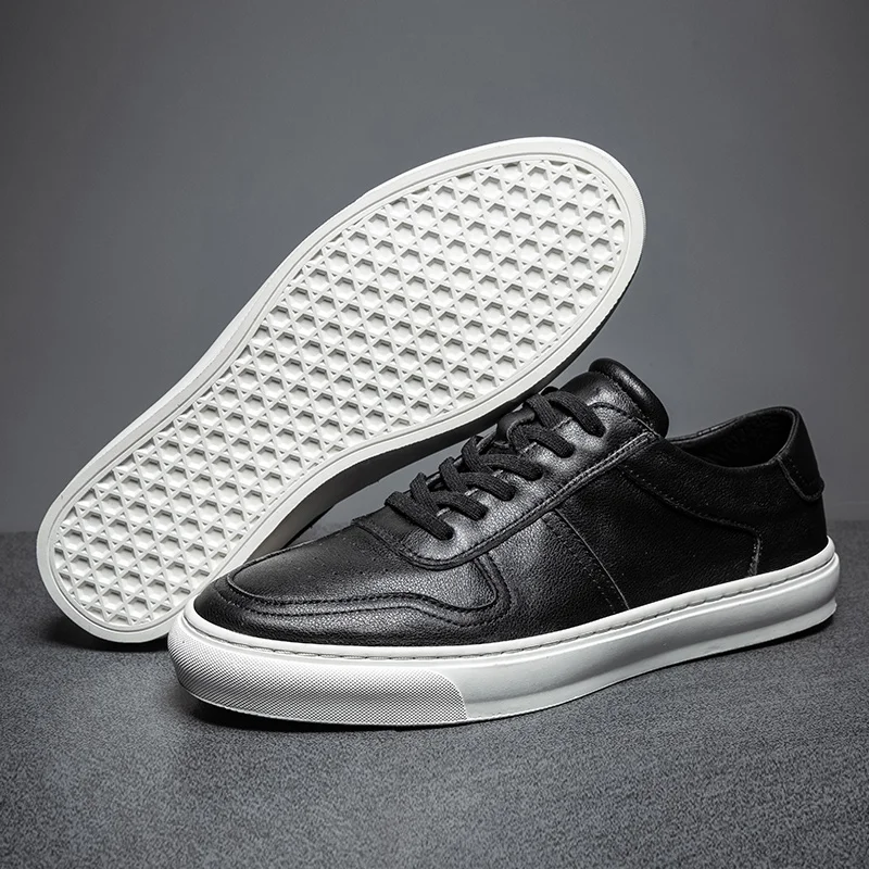 Genuine Leather Mens Shoes Street Sneaker Breathable Outdoor Skateboard For Men Luxury White Sneakers Top Quality Footwear | Обувь