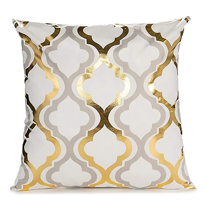 

NHBR 4 Bronzing Throw Pillow Covers Square Short Plush Gold Stamping Velvet Pillowcase 18 x 18Inch