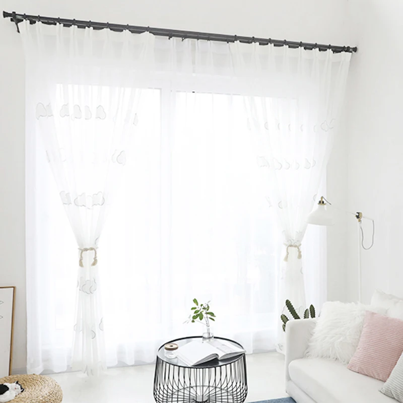 Мультяшные прозрачные Занавески с рисунком облаков для детской комнаты спальни