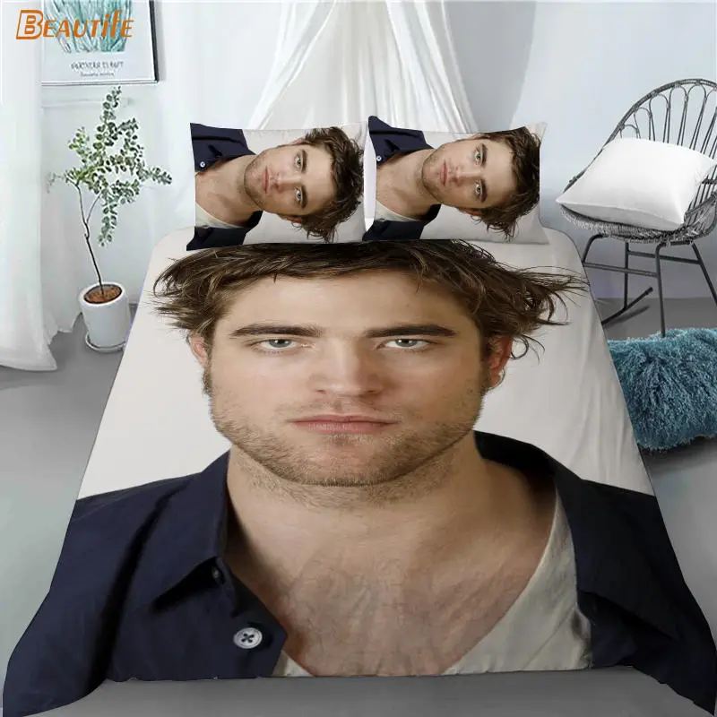 

Custom Robert Pattinson Idol 3 Pcs Duvet Cover Set Fashion Bedding Sets Comforter Duvet Cover Pillowcase Home Textiles