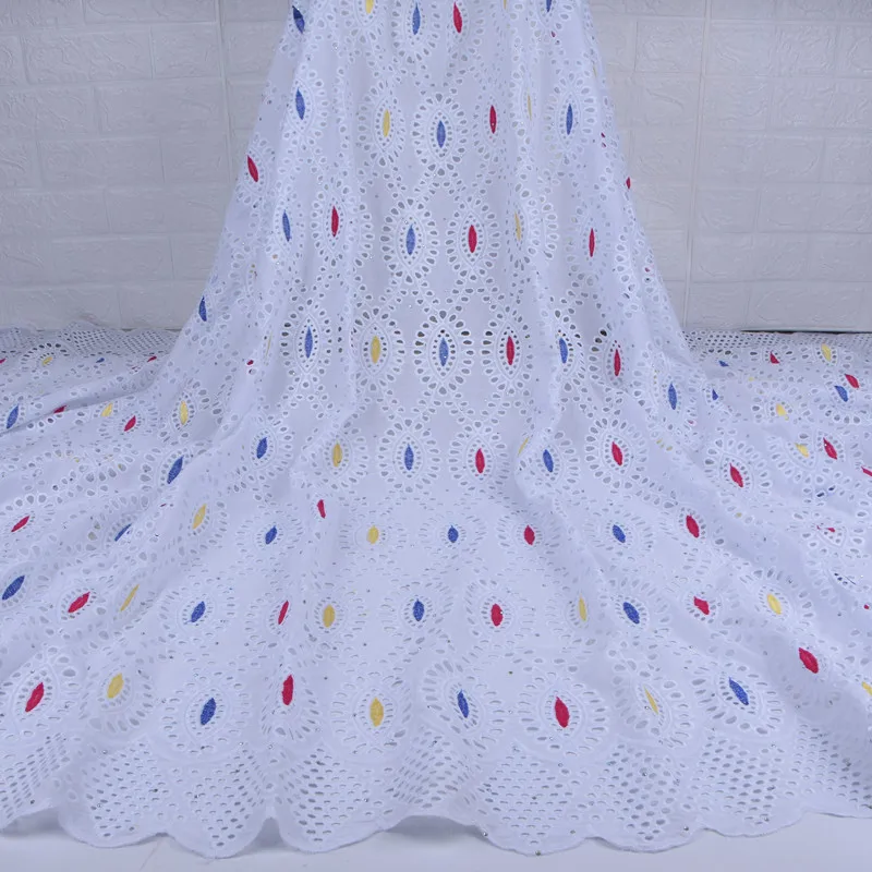 Африканская кружевная ткань Высококачественная из чистого хлопка с вышивкой