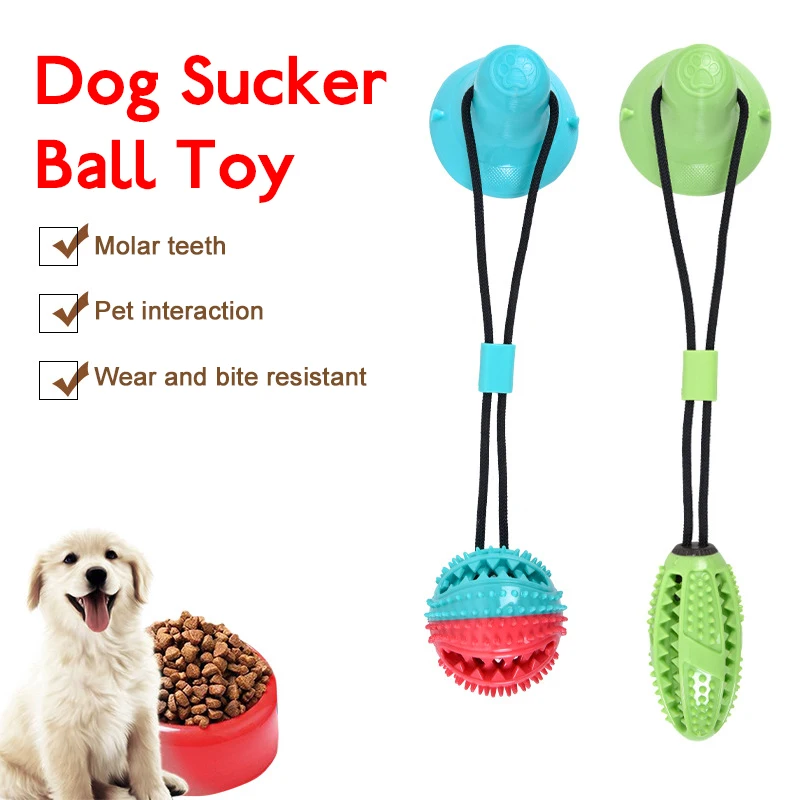 

Dog Molar Rope Ball Toy Pet Bite Tug Chew Puppy Toys Tooth Cleaning Suction Cup Food-grade TPR Sucker Drawstring Leaking Ball