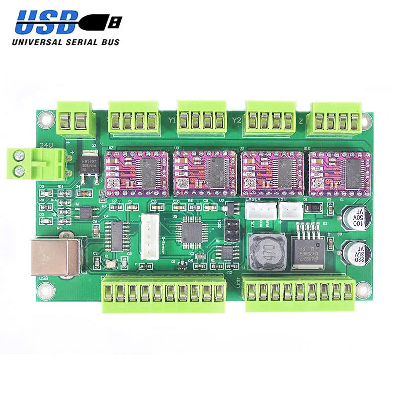 

GRBL 3-осевая двойная Y ось USB чпу контроль ler плата управления шаговым двигателем плата драйвера для лазерной гравировки с ЧПУ