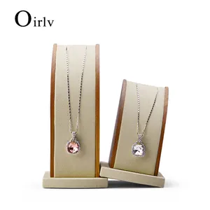 Oirlv 2 шт.компл. деревянное ожерелье Diaplay Подставка 7*8*16 см Подвеска-витрина из микрофибры органайзер для ювелирных изделий