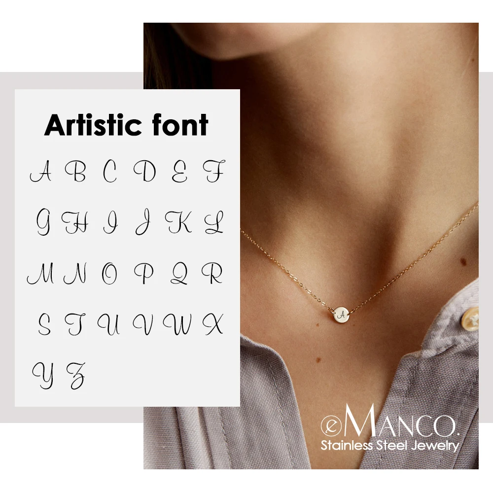 EManco 26 художественных алфавитов с гравировкой ожерелье чокер Женское Ожерелье из