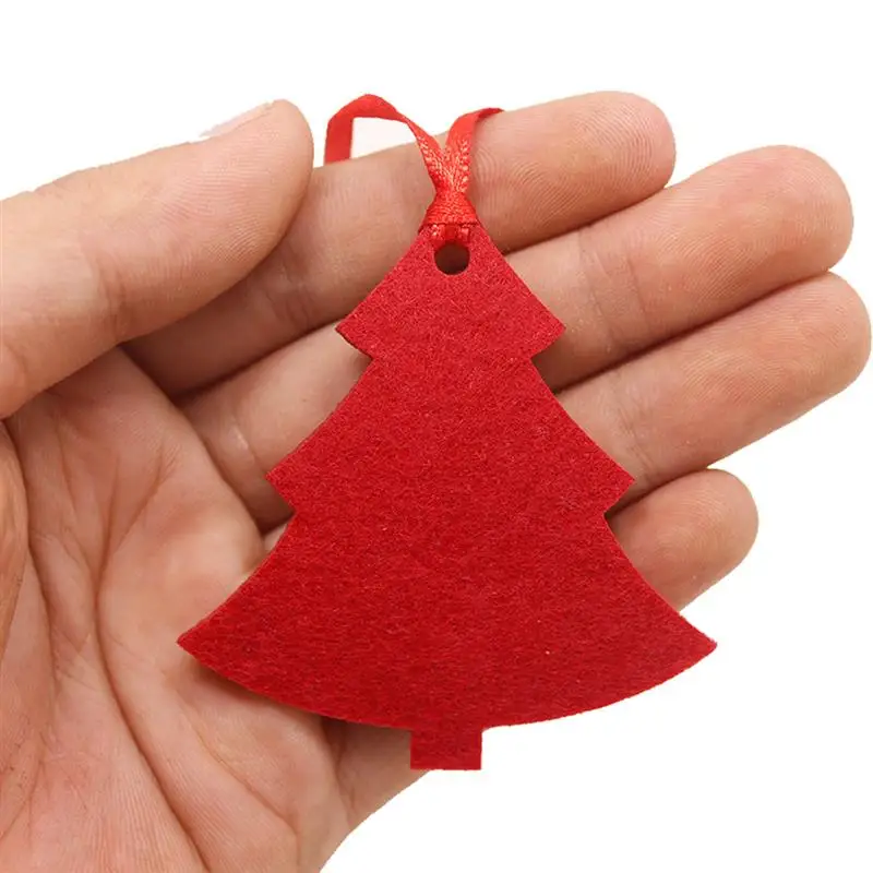 

10PCS Christmas Hanging Ornament Elk Xmas Tree Snowflake Shape Pendant Non-woven Hanging Decor with Rope for Xmas Tree