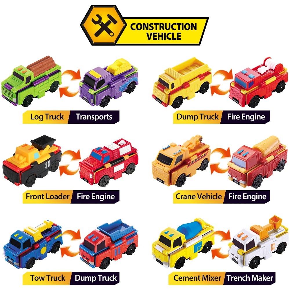 Переворачивающиеся автомобили 1 шт. 2 в трансформирующие строительные