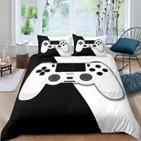 bedding set 3 piece set for children boys and adolescents video game controller duvet cover black and white game handle