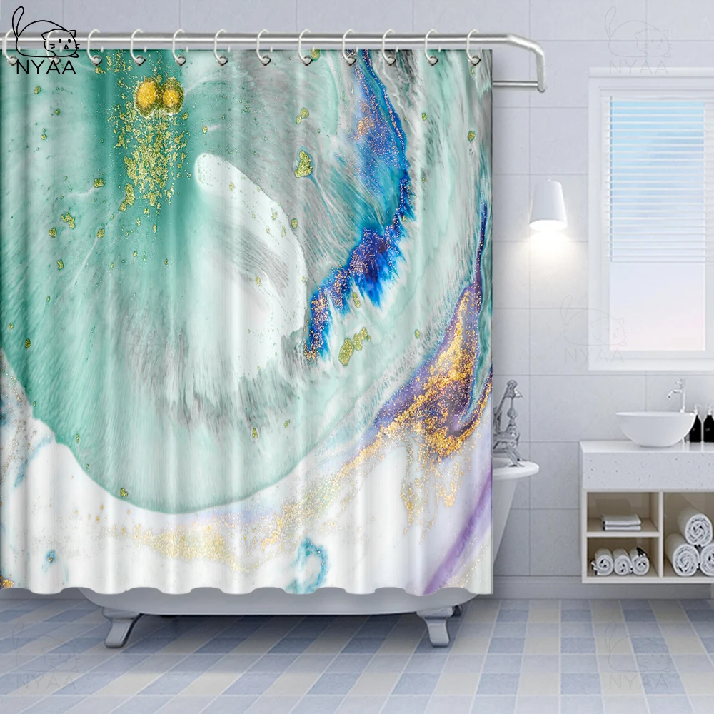 Шторы для душа Vixm в мраморном стиле пастельные тона облачные трещины витражные