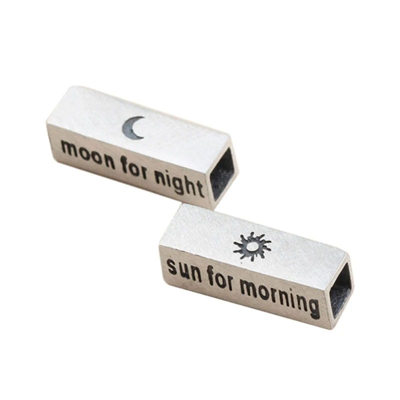 

2Pcs DIY Sun and Moon Lover Tube Beads for Him and Her Moon Sun Charm Bracelet Beading Beads Unisex Jewelry Making