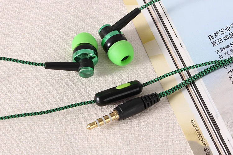 

Universal Subwoofer Colorful Headset Wired In-ear Braided Wiring Cord Wheat Earphone For Smart Phone For Android Mobile Phone